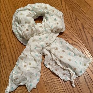 Polka Dot Scarf in White and Pastel Colors